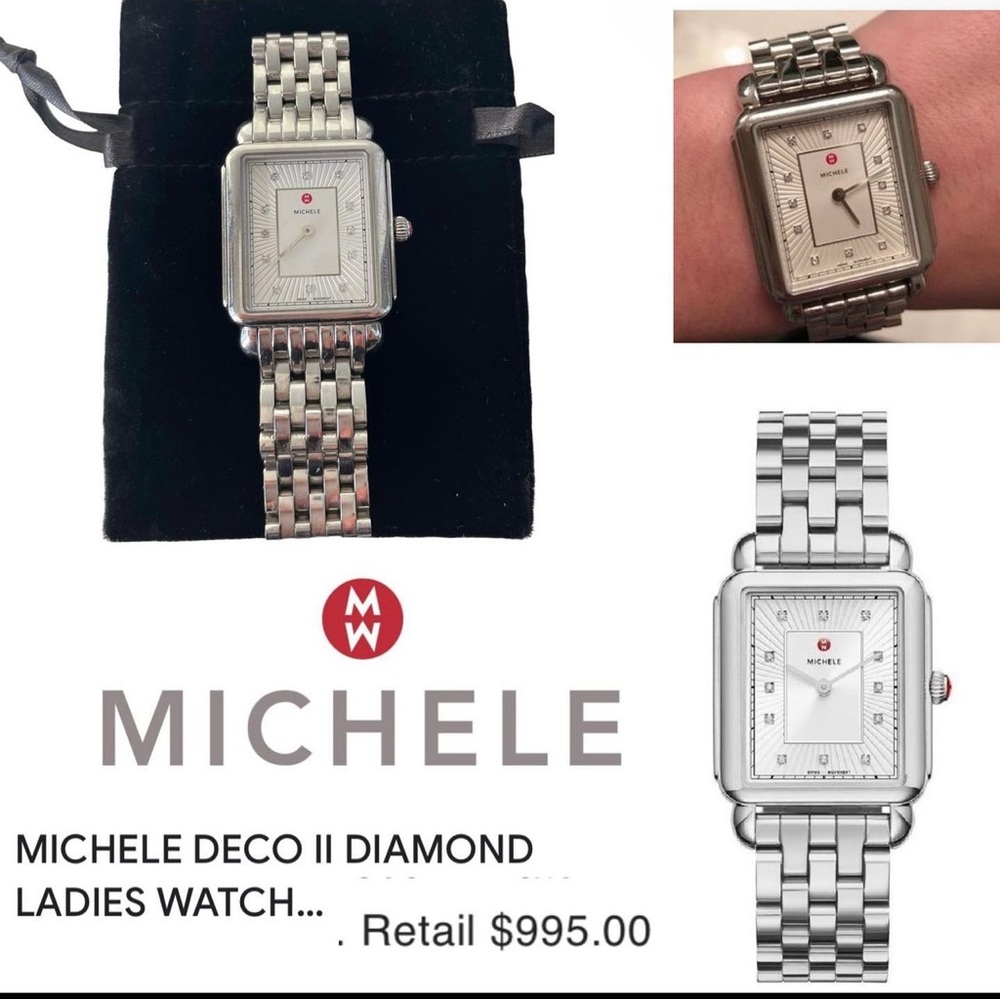 100% AUTHENTIC Michele Deco & Diamond Watch